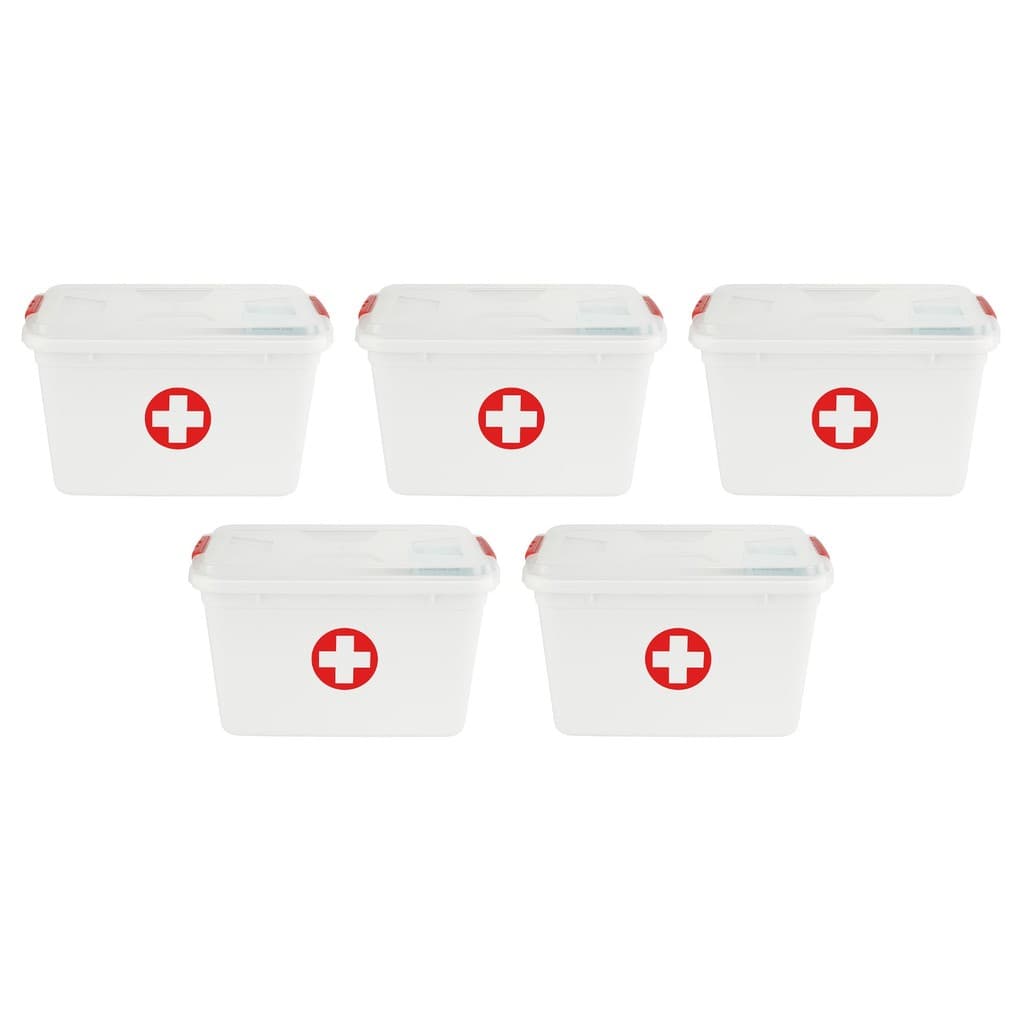 Kit 5 Caixa Organizadora Plastica Primeiros Socorros 5L Para Armazenamento de Remédios