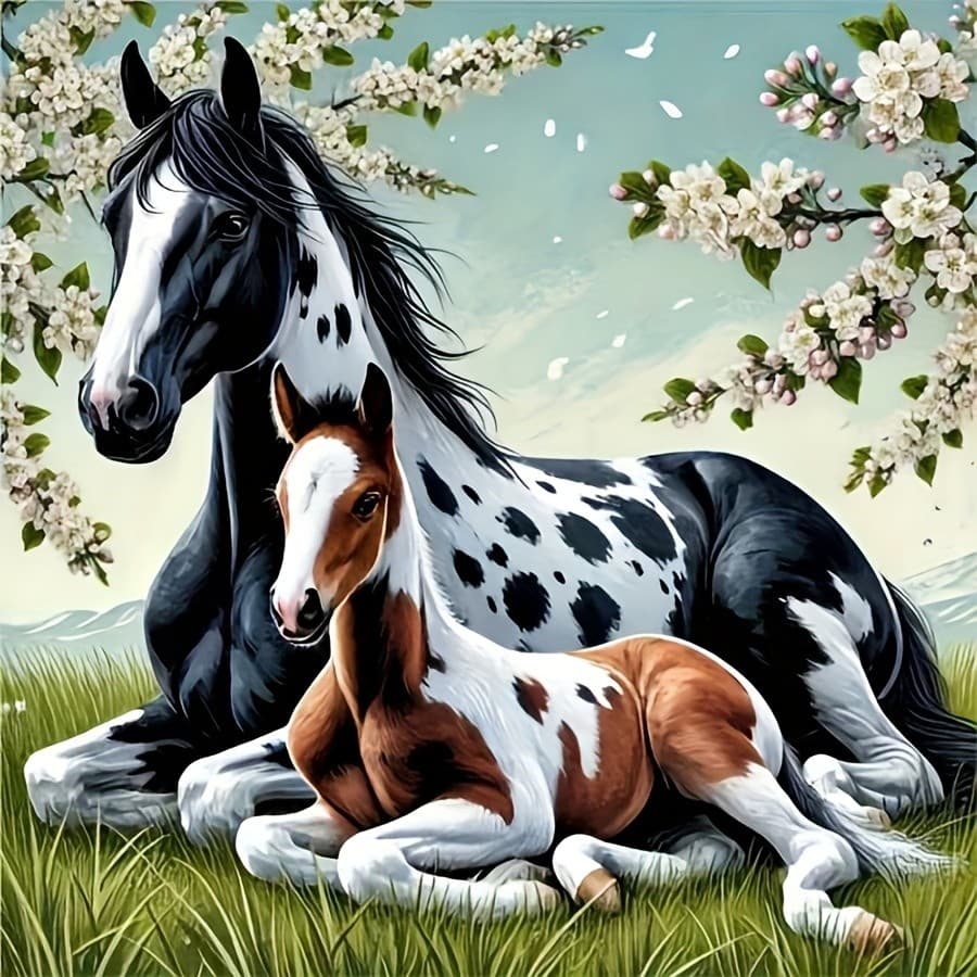 DOBUR | Novo Kit De Pintura De Diamante 5D DIY-Cavalo E Criança , Mosaico De Ponto Cruz Sem Moldura De Acrílico Strass ,