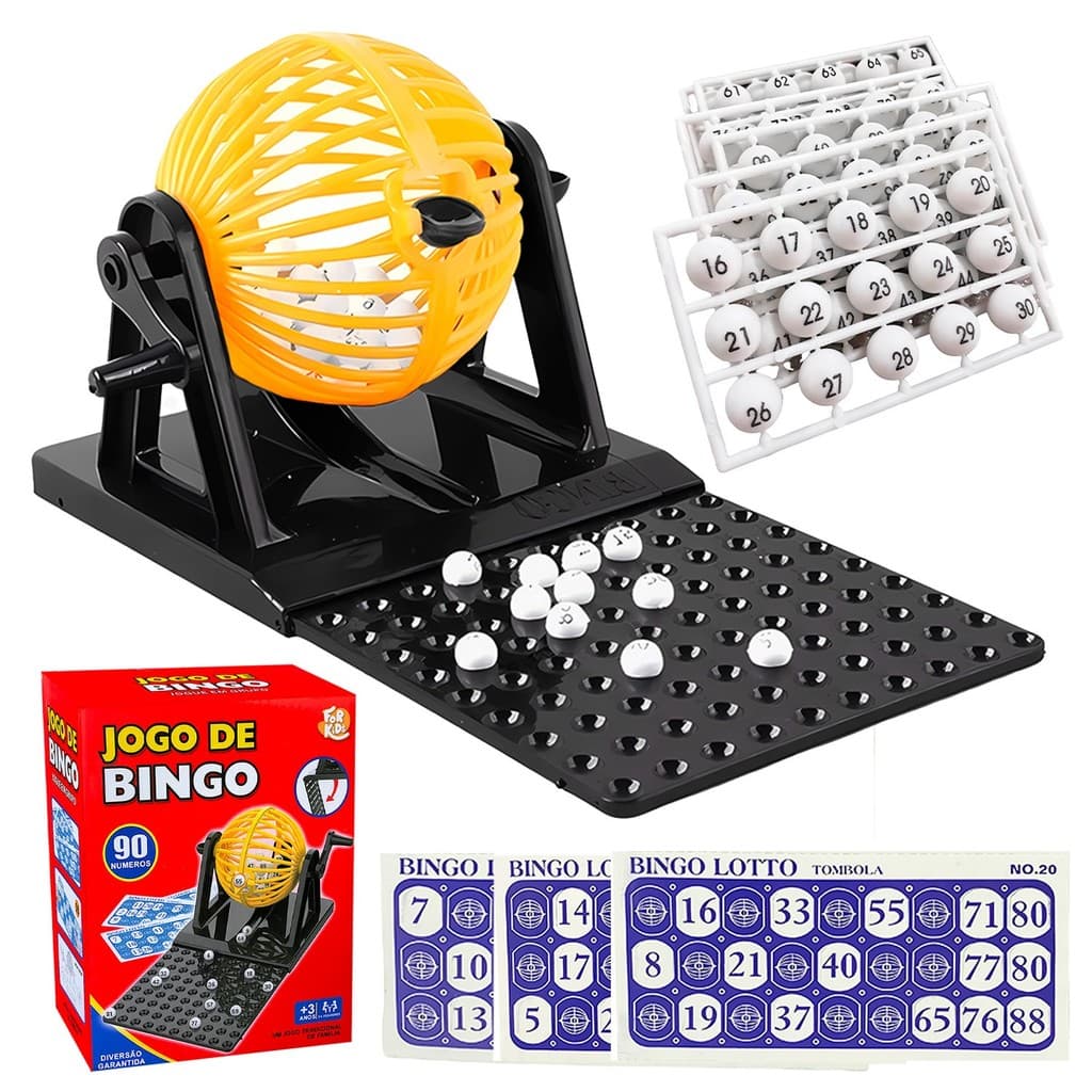 Brinquedo Jogo De Bingo Com 36 Cartelas E 90 Bolinhas Numeradas Para Diversão Em Família For Kids