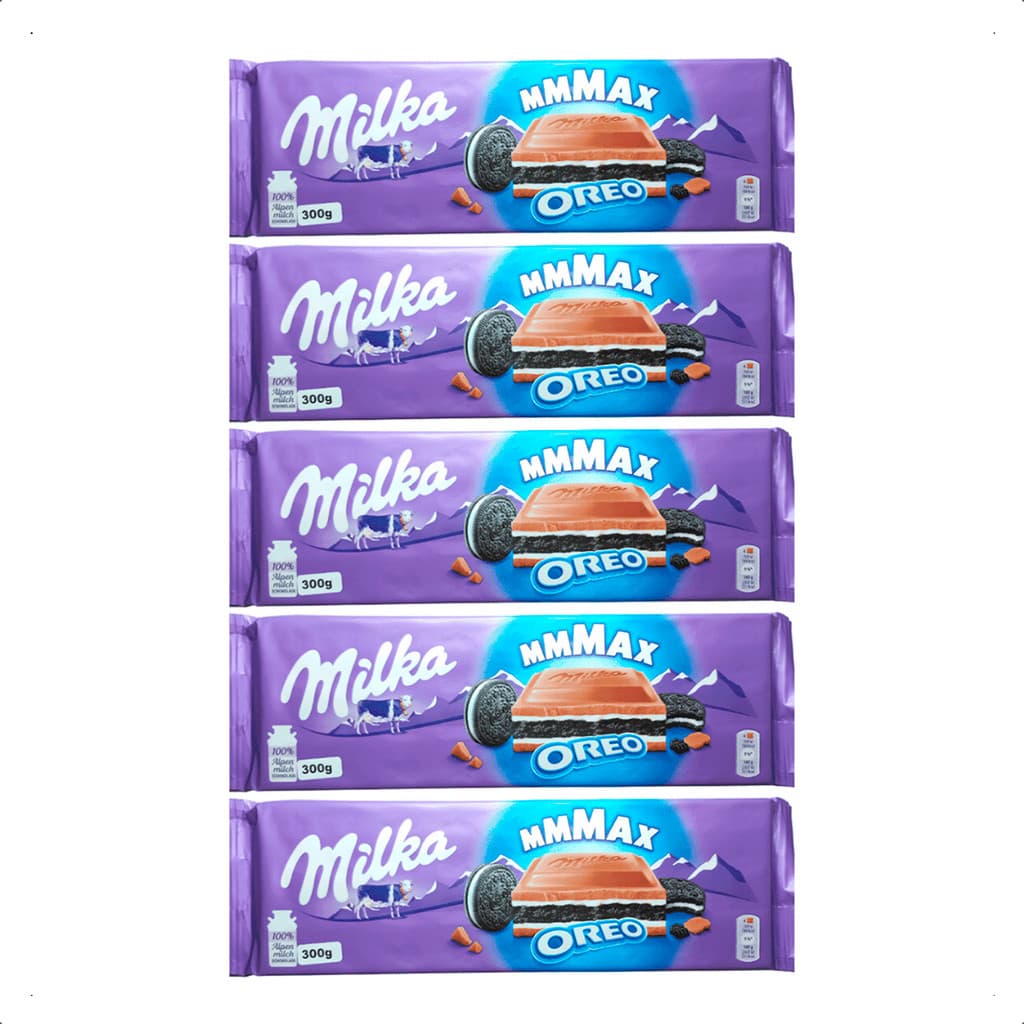 Kit 5 Chocolate com biscoito Milka Oreo 300g Importado