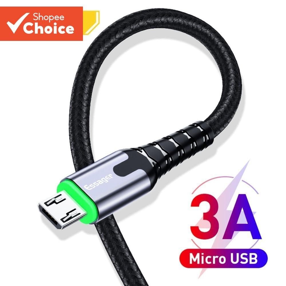 Essager Carregamento Rápido LED Micro USB Cabo 3A De Fio De Dados Carregador Microusb De Celular