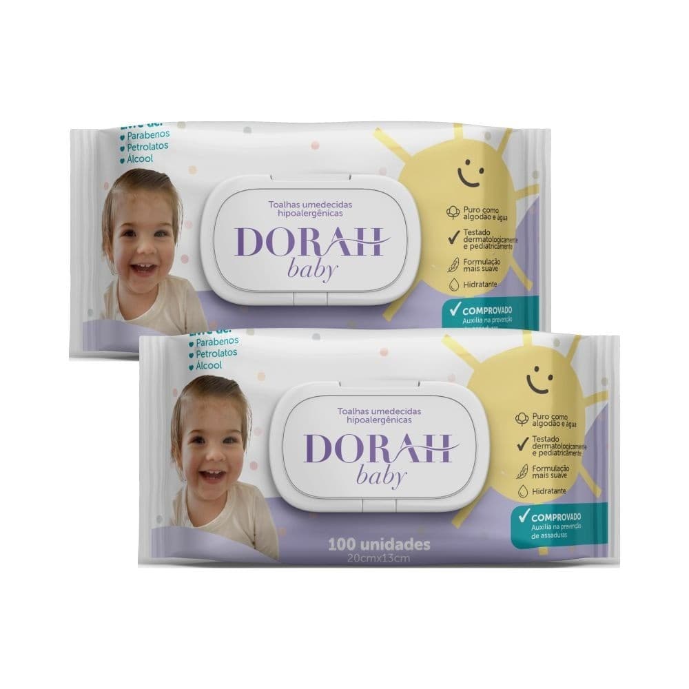 2 Toalhas Umedecidas - 100 Folhas | Dorah Baby