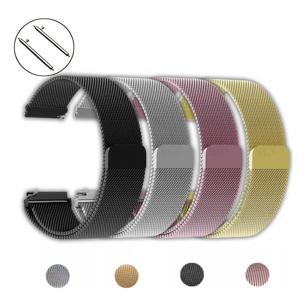 Pulseira Metal Milanês 20mm 22mm Amazfit GTR GTS Bip Active 2 Galaxy Watch Aço Inox Universal Esportiva