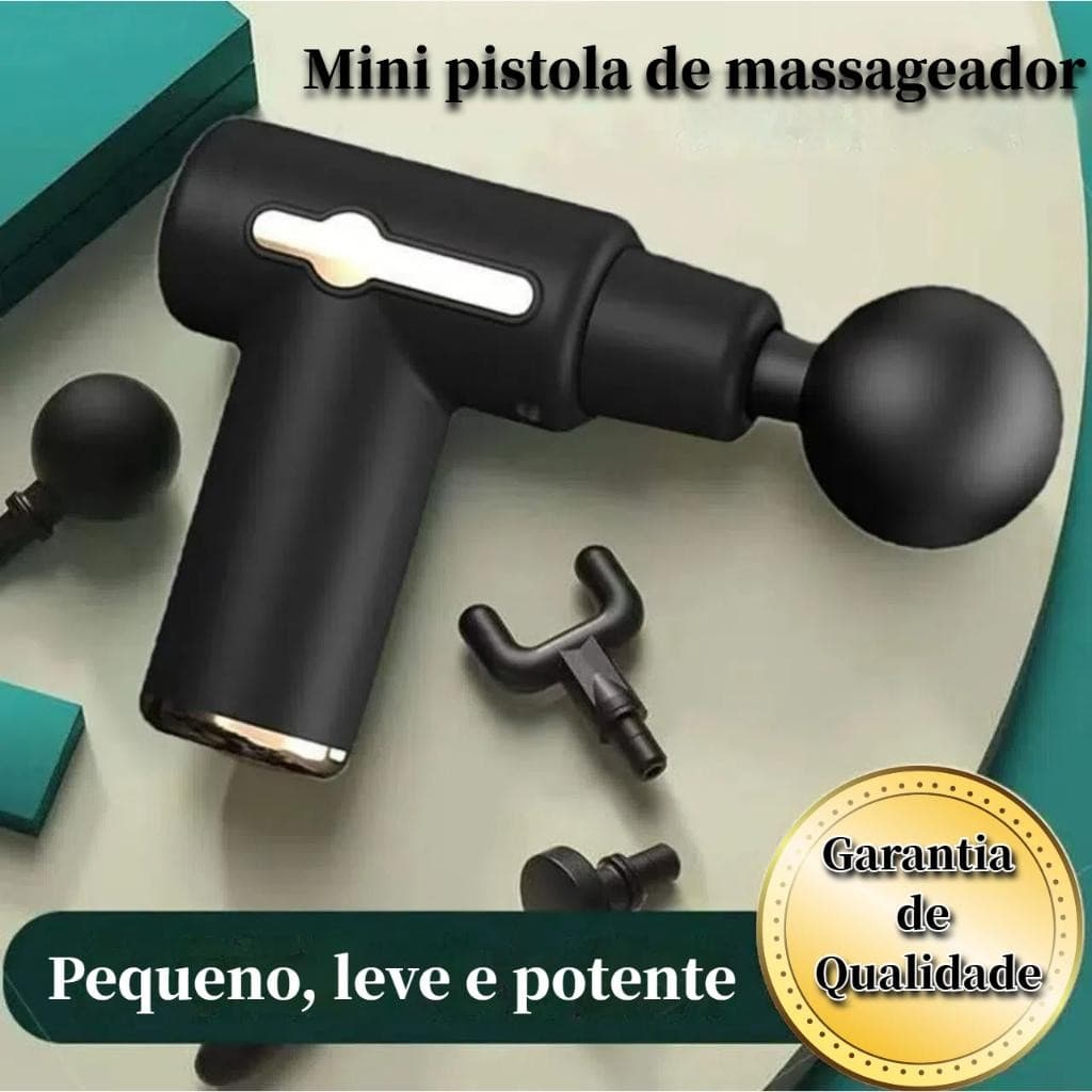 Massageador Profissional Muscular 6 Velocidades – Pistola Silenciosa USB-C Com 4 Acessórios