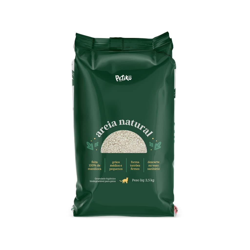 Areia Biodegradável de Mandioca Petiko - Para Gatos - 2,5 kg - Petiko | areia sanitária natural absorvente controle odor