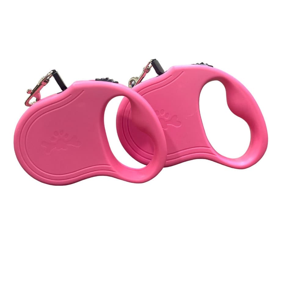 Coleira Cachorro Rosa Guia Retrátil 3 e 5 metros Cães Até 15 Kg Pets GA-203