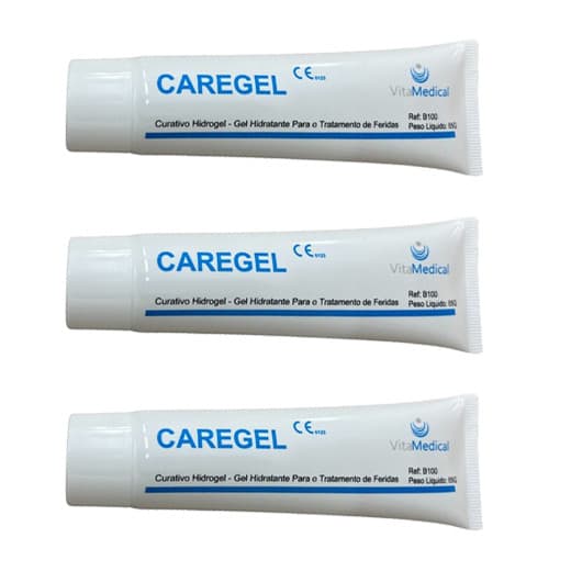 Kit 3x Curativos Hidrogel Pomada Cicatrizante 85g Caregel