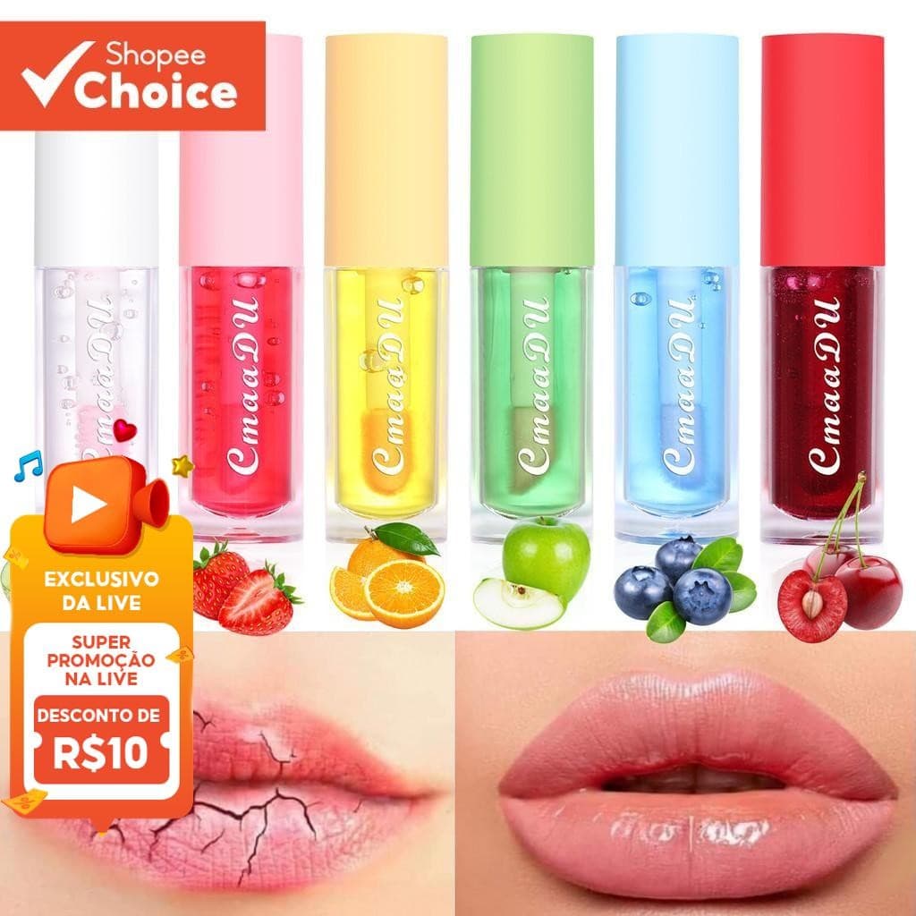 CmaaDu 6 Cores Frutas Hidratante Mudança De Cor Maquiagem Brilho Labial , Copo Antiaderente À Prova D'água Escolha Ofici