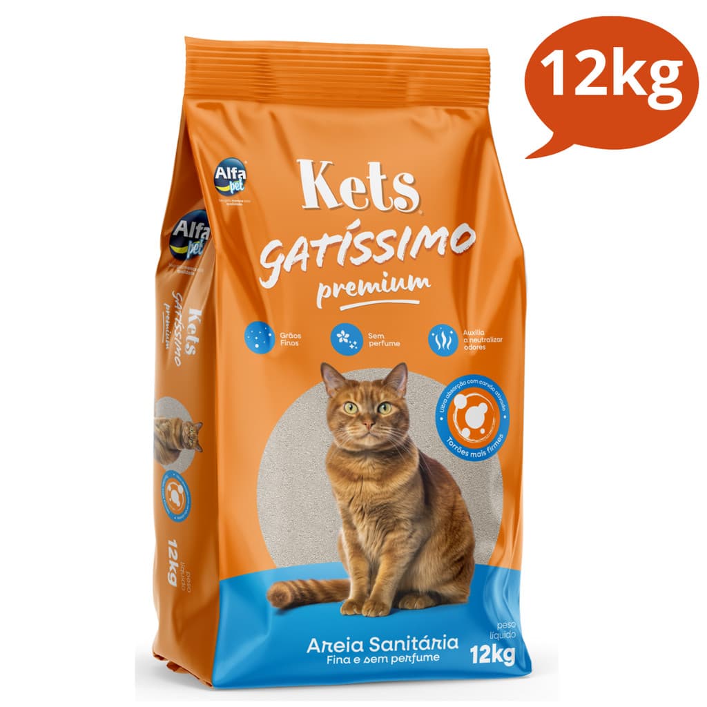 Areia Fina Sanitária Kets Sem Perfume Higiênica Granulado Para Gatos Gatissimo .1.2.kg