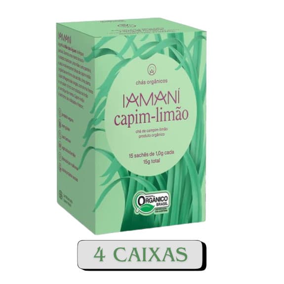 Chá Orgânico Capim Limão 4 caixas - Iamaní 15 Sachês