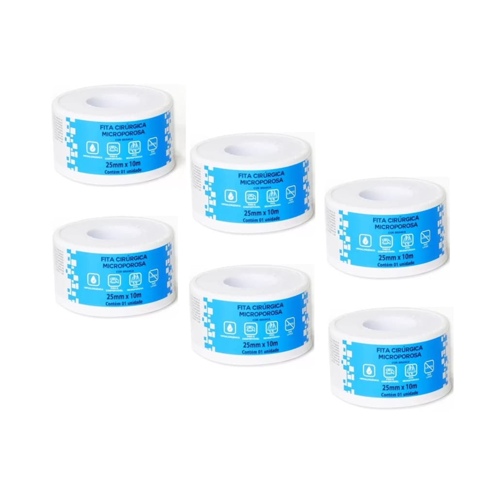 Kit 6 Fita Microporosa Cirúrgica Hipoalérgic 25mm x 10m Ciex