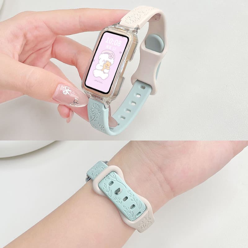 Pulseira De Silicone Gravada De Girassol Com Capa Para Samsung Galaxy Fit 3 Smartwatch Relógio Inteligente Substituição