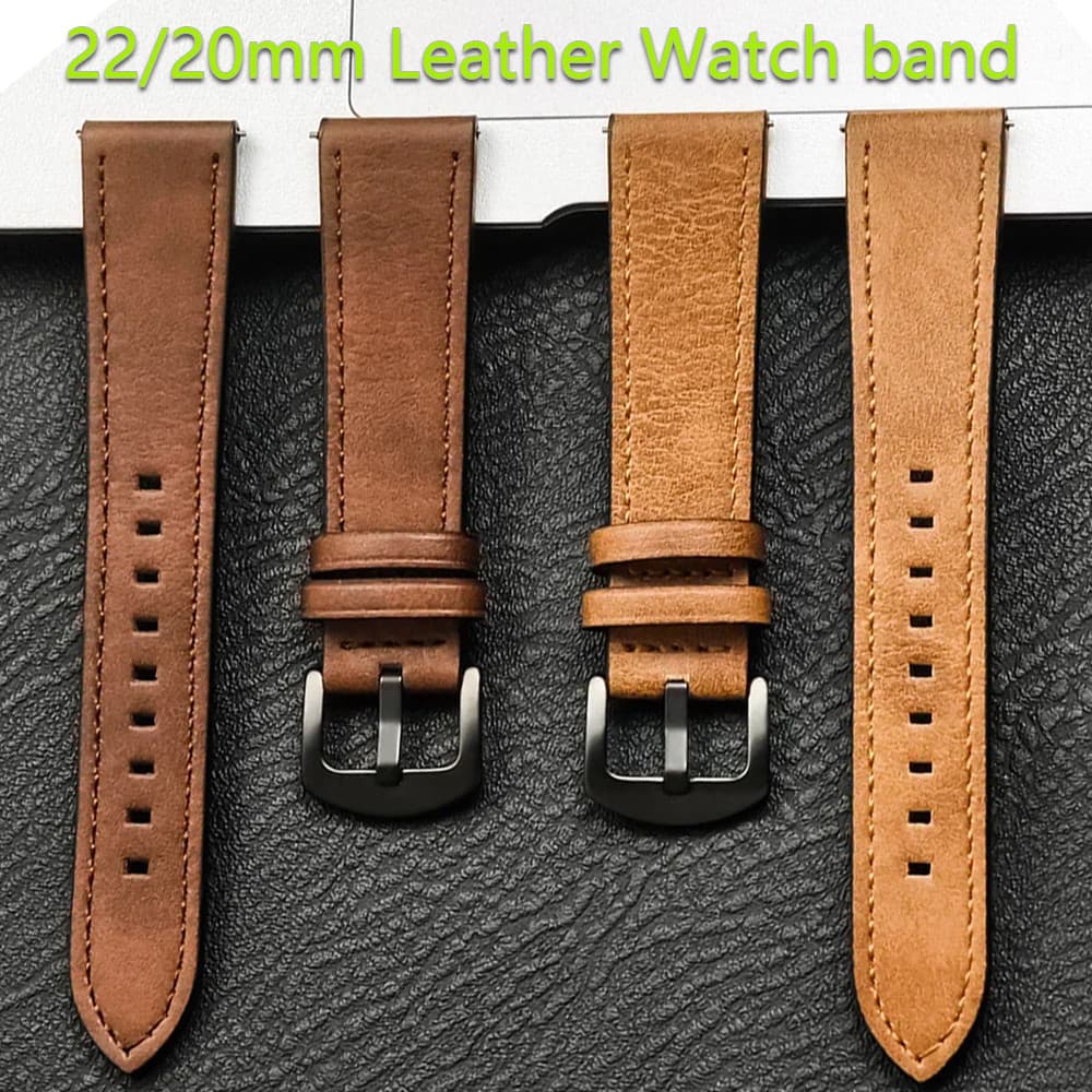 Pulseira Vintage De 20mm 22mm De Couro Para Relógio Samsung Galaxy 7 6 5 4 40mm 44mm De Fita De Engrenagem Xiaomi Redmi 3 Lite/Active
