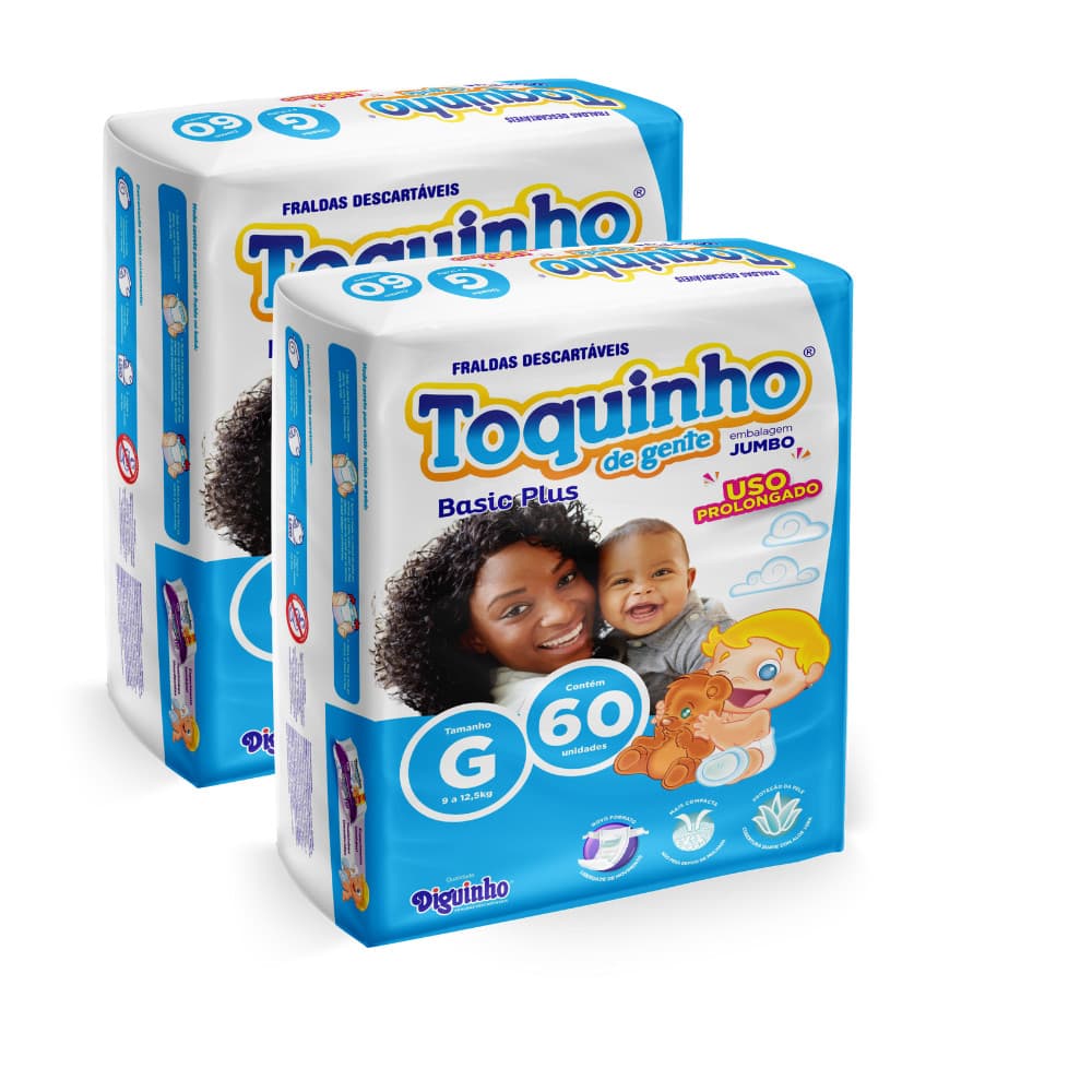 Fralda Infantil com toque de algodão kit 2 pacotes G 120 fraldas