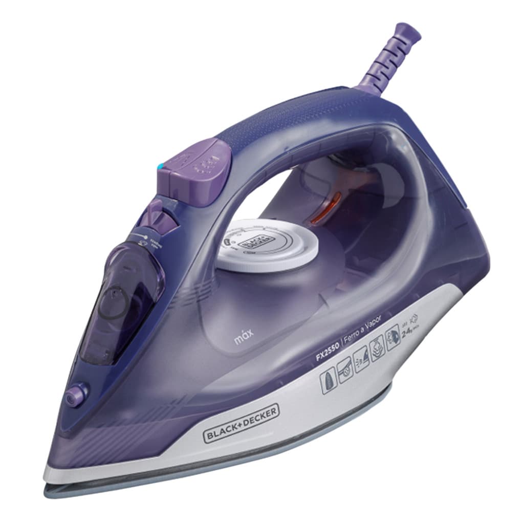 Ferro Passar Roupas A Vapor Black+Decker FX2550 1200w 127v 51 Furos Base Cerâmica Vapor Vertical Spray Frontal