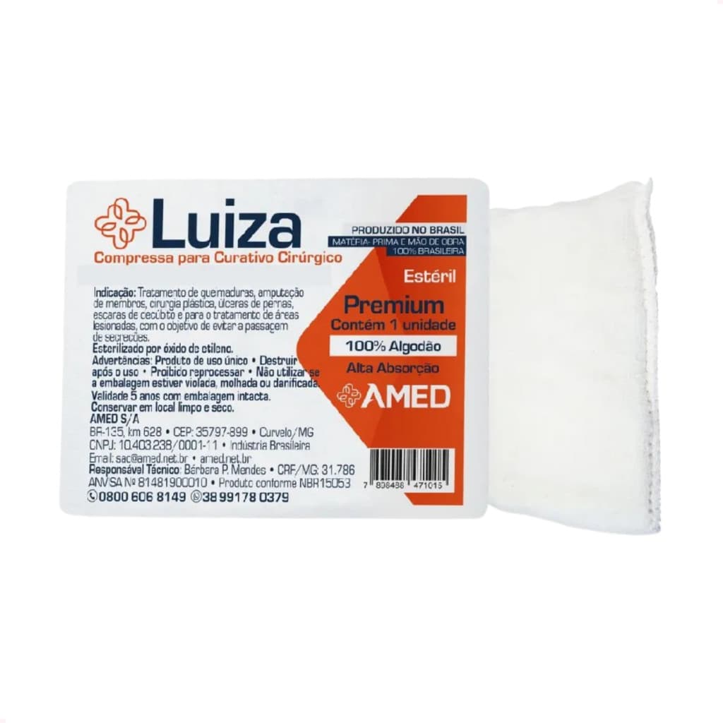 Kit com 50 - Compressa De Gaze Algodonada Estéril 15 X 60cm