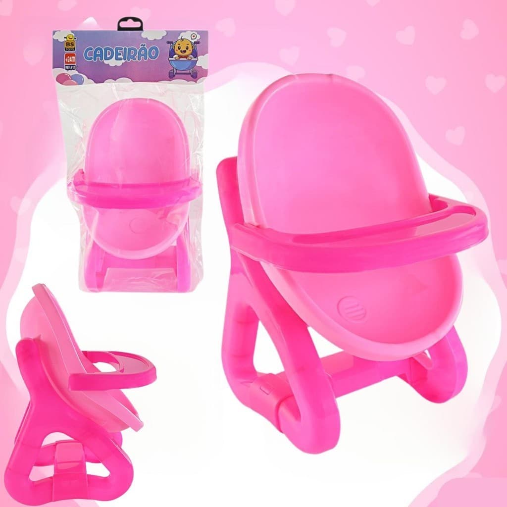 Cadeira de Bonecas 26cm de Brinquedo Bebê Rosa Durabilidade e Resistência.
