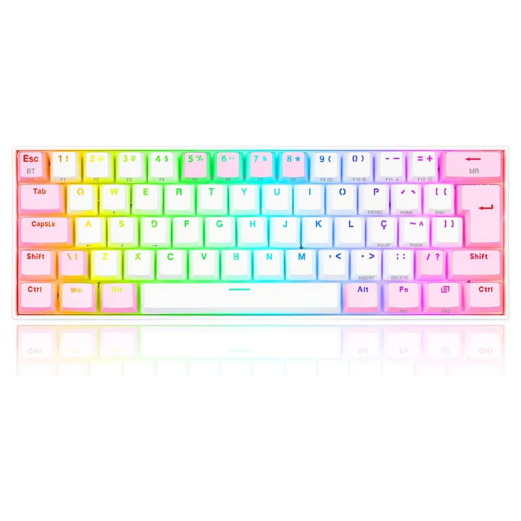 Teclado Gamer Mecânico Redragon Draconic Pro Branco/rosa Rgb