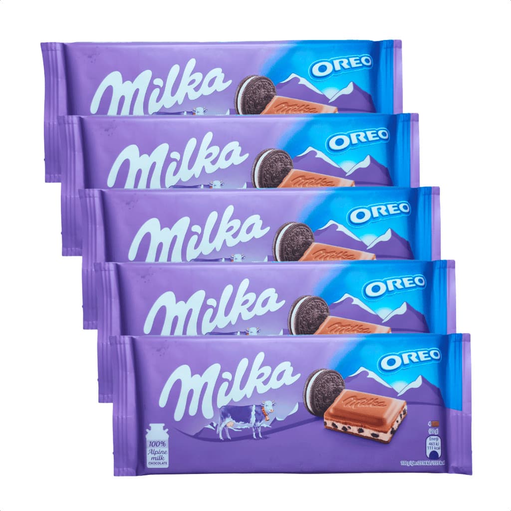 Kit 5 Chocolates Milka Oreo com Biscoito 100g Importado