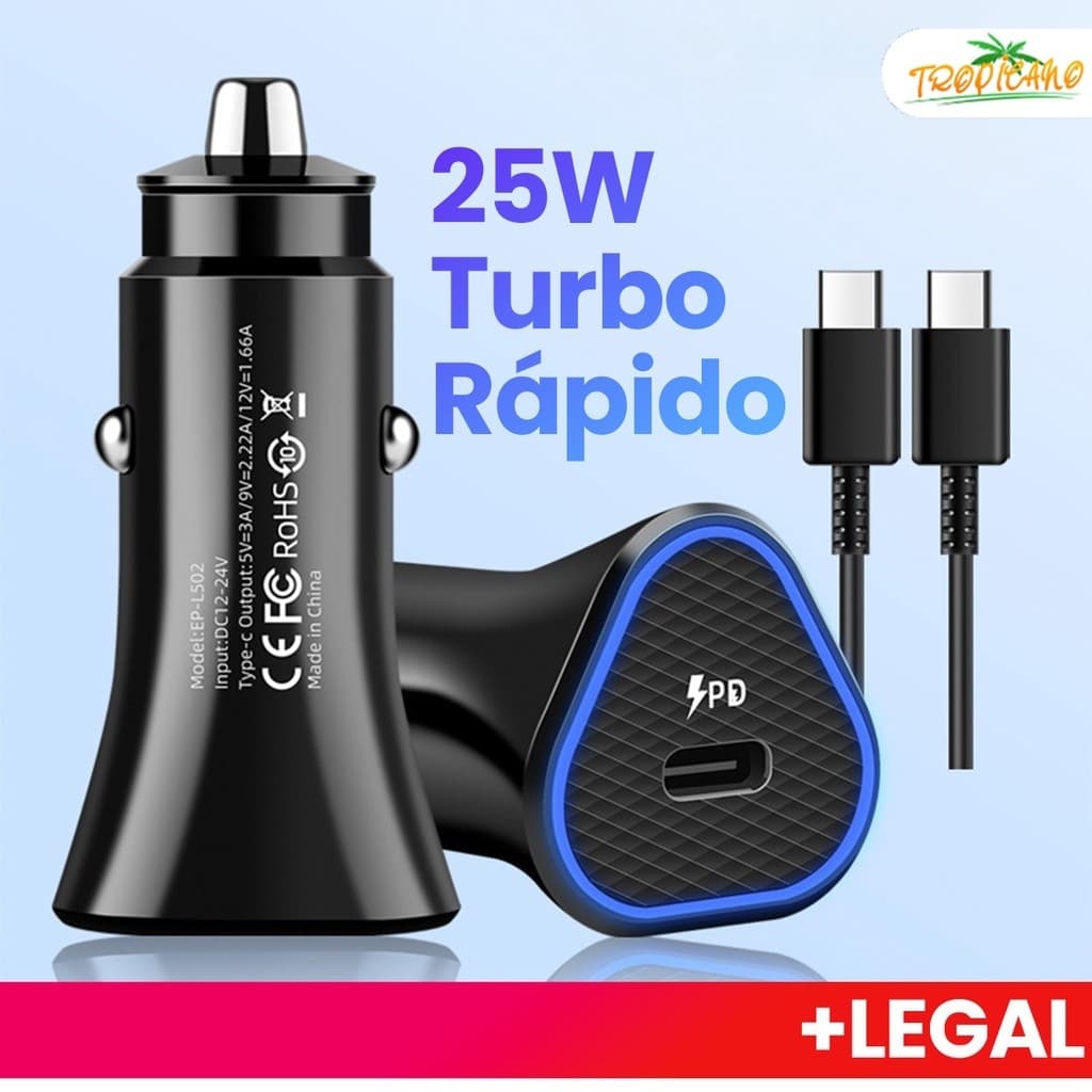 Carregador de celular entrada de energia para carro USB Turbo carregamento rápido de 25 W