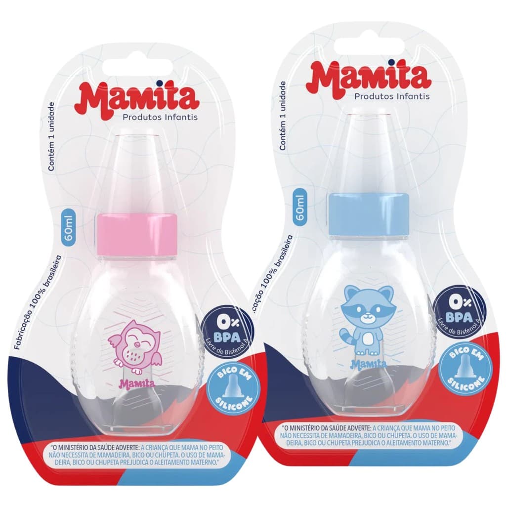 Mamadeira Chuquinha Premium Bico Reto Bebê 60ml Para Suco ou Água Mamita