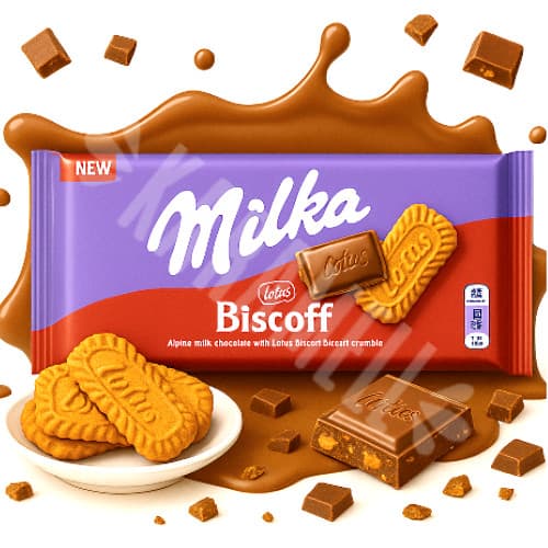 Chocolate ao Leite Lotus Biscoff - Milka - Importado Romênia