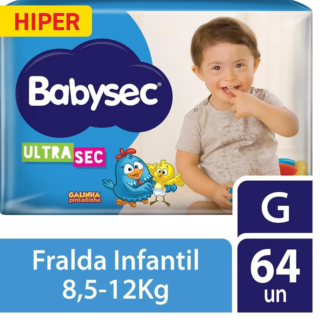 Fralda Babysec Ultrasec Galinha Pintadinha Hiper Tamanho G 64 und
