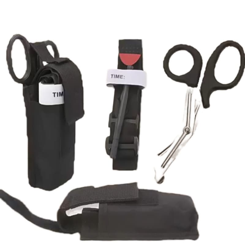 Kit Torniquete Porta Torniquete Militar Primeiros Socorros + Tesoura Aph Ponta Romba Socorrista