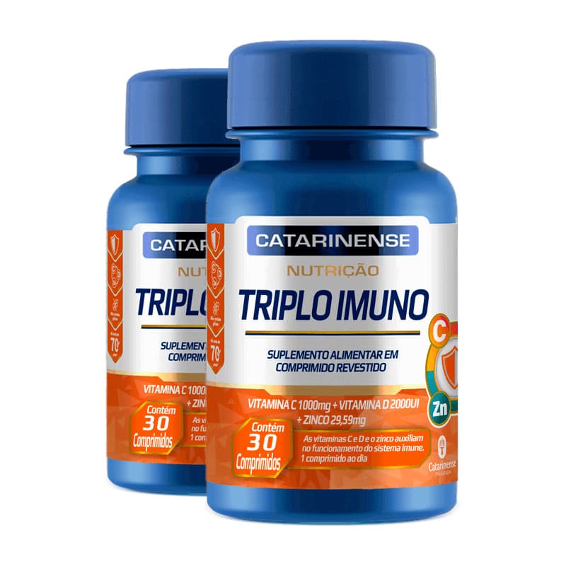 Kit 2 Triplo Imuno Catarinense 30 Comprimidos vitamina C vitamina D Coenzima Q10 Zinco