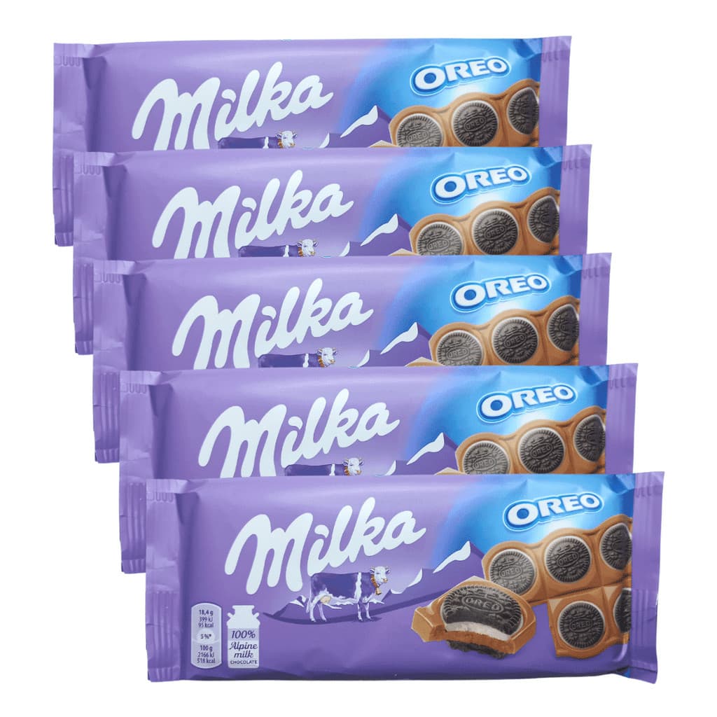 Kit 5 Chocolate Milka Oreo Com Mini Biscoito Importado