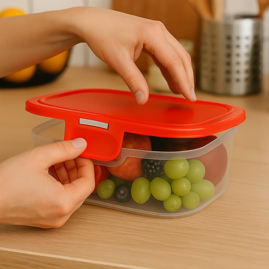 Pote Plástico Multiuso Tampa Fixa 600ml Porta Mantimentos Retangular Organizador Cozinha Resistente