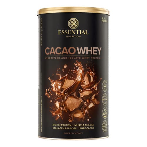 Cacao Whey Protein Lata 840g Essential Nutrition Sabor Chocolate