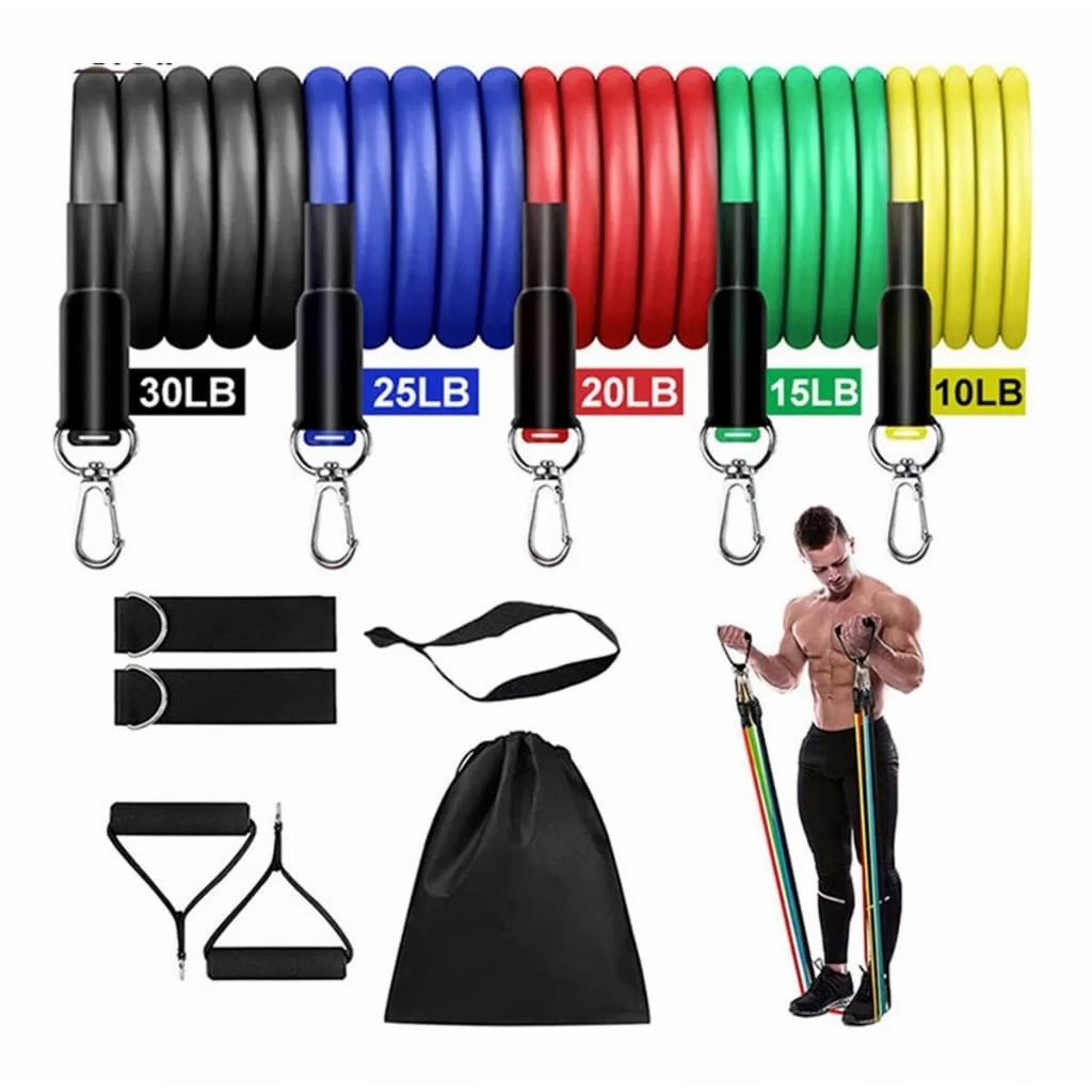 Kit Extensores Elásticos para Treino em Casa | Musculação e Fitness | Resistência e Força