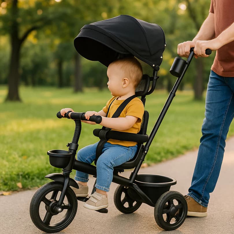 Triciclo Carrinho Bicicleta Quadriciclo Andador Patinete Empurrador Passeio Criança Brinquedo Sol