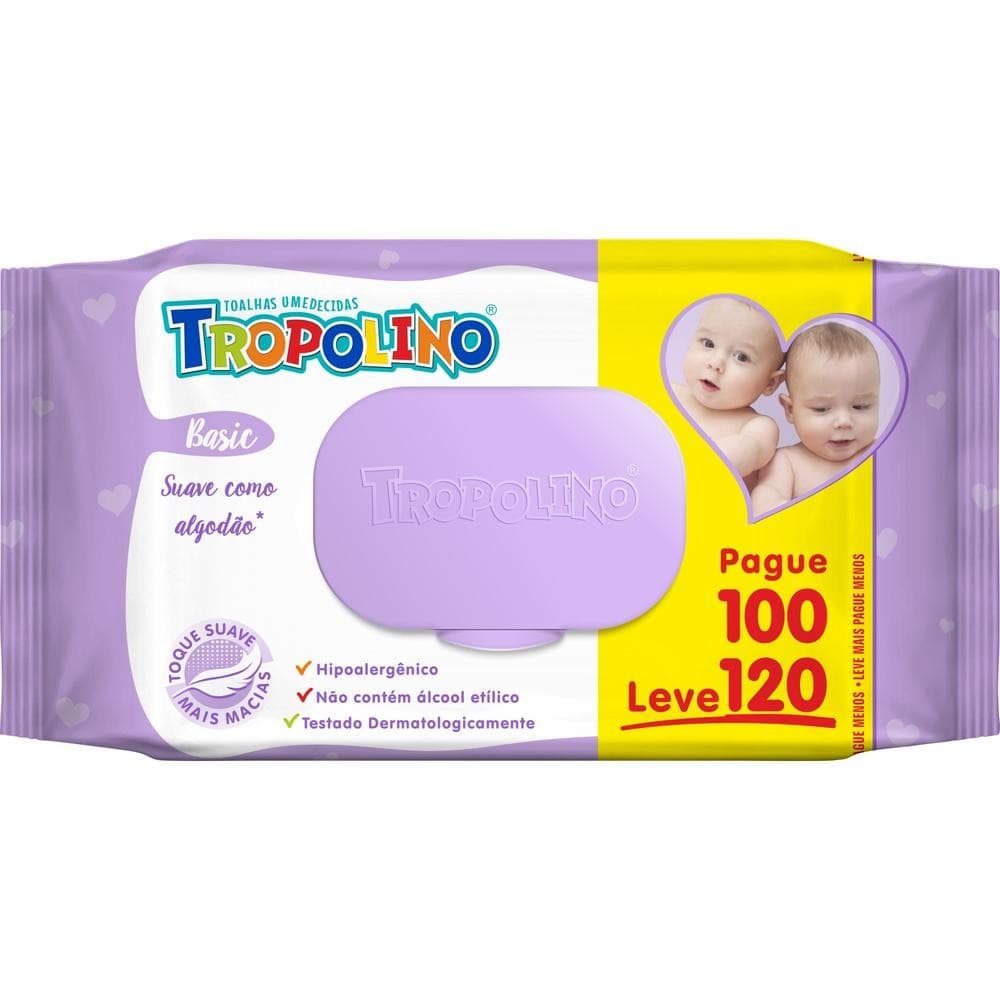 Toalha Umedecida Tropolino 120 Folhas LEVE 120 PAGUE100
