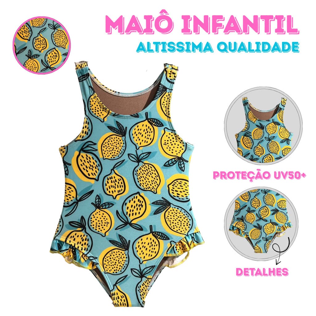 Maiô Biquini Regata Bebê Menina Feminino Infantil Proteção Uv 50 Moda Praia Piscina Tam 1 A 4 Anos Natação