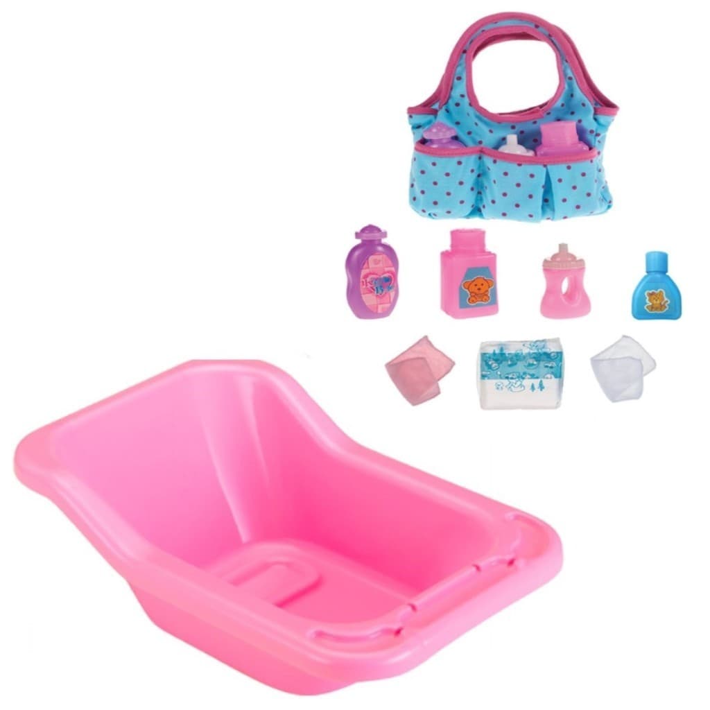Kit Banheira Boneca Reborn Hora Do Banho + Bolsa Maternidade