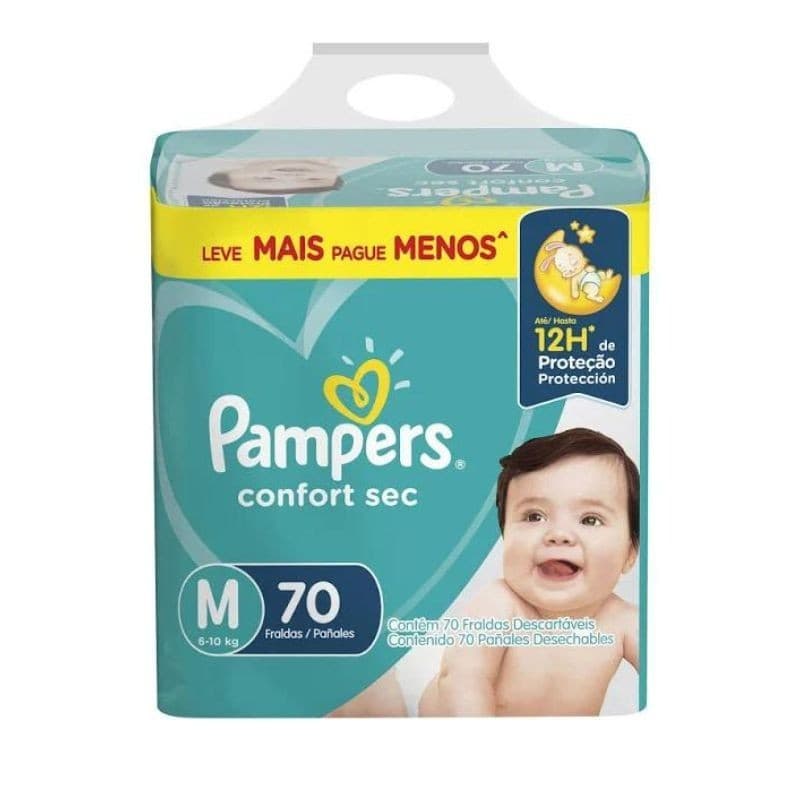 Fralda Pampers Confort Sec Tam M 70 un