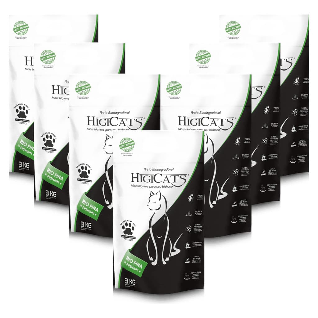 21kg Areia Sanitária HigiCats Natural Biodegradável Gatos