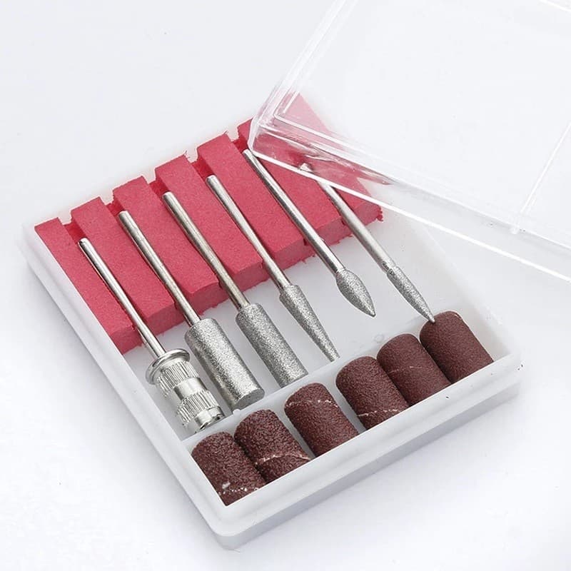 Kit Caixa 6 Brocas + 6 Drill Bits para Lixadeira Unhas