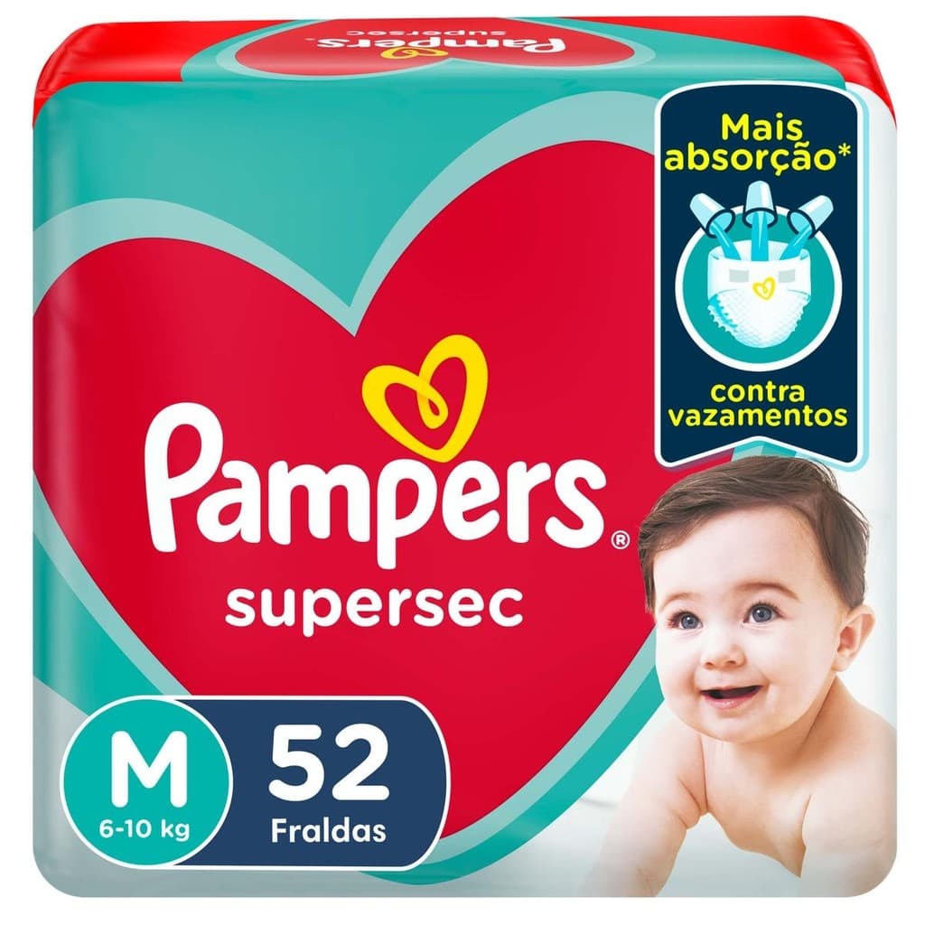 Fraldas Pampers Supersec M 52 Unidades