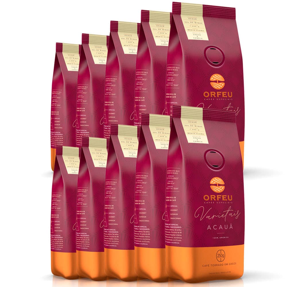 Café em Grãos Premium Orfeu Acauã Kit 10 Pacotes de 250g
