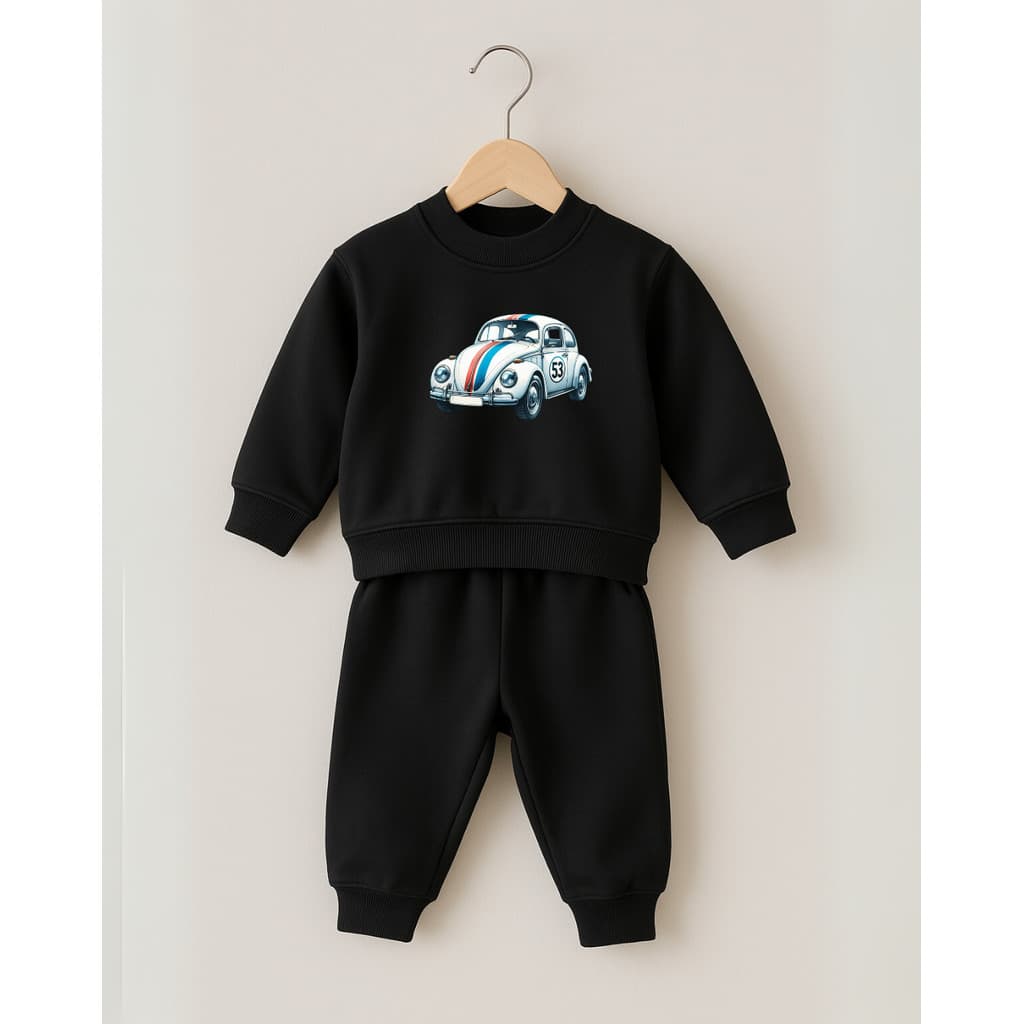 Conjunto Inverno Bebê Moletom Capote Felpado Secagem Rápida - Estampado Fusca Retrô Menino Menina Roupa de Frio Escola