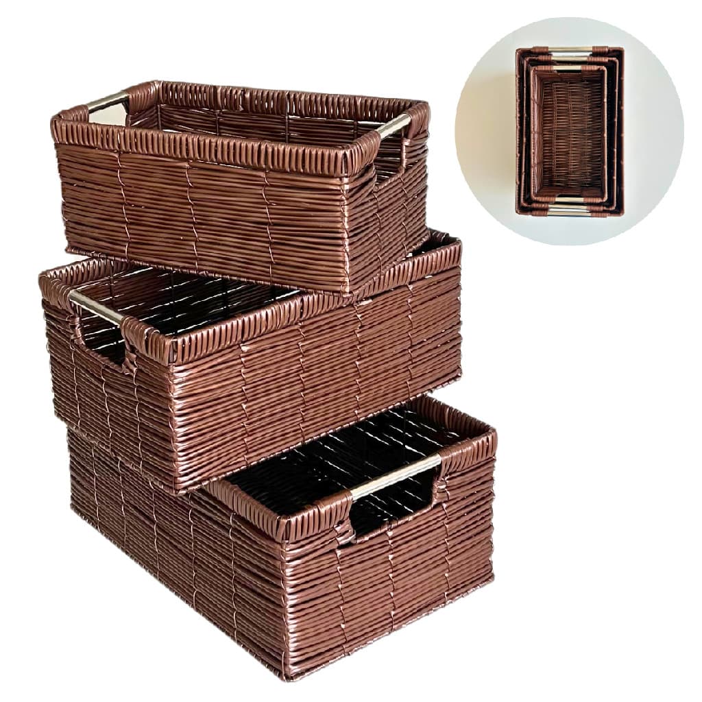 KIt 3 Cesto Organizadores armazenamento decoração quarto armário cozinha banheiro bancada 
