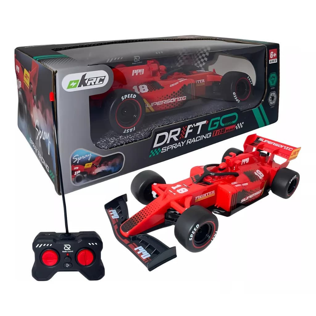 Carrinho Controle Remoto Recarregável Formula1 Solta Fumaça CONTROLE TOTAL - IVAN BRINQUEDOS vemelho