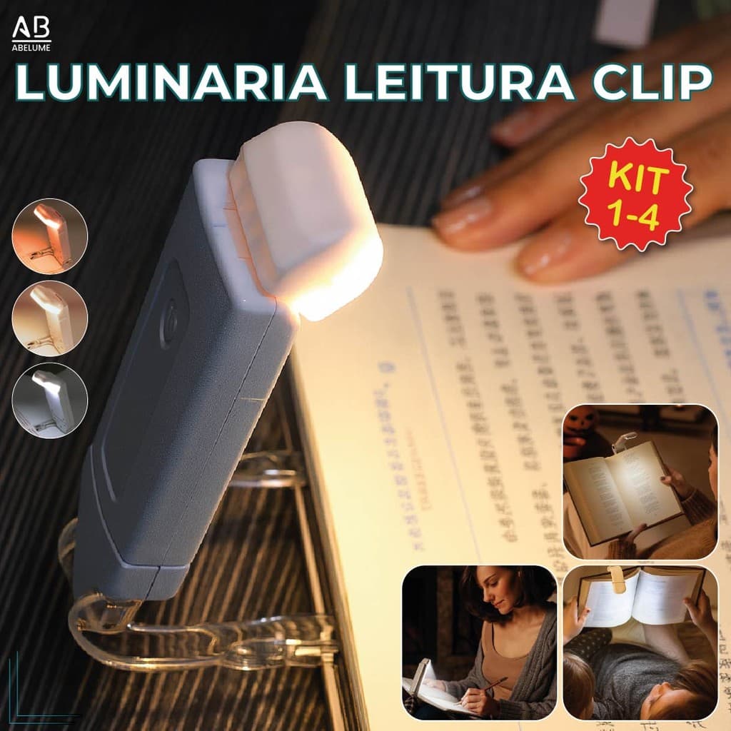 4 Luminária Luz Led Leitor Prendedor Clips para Leitura Flexível USB Bivolt
