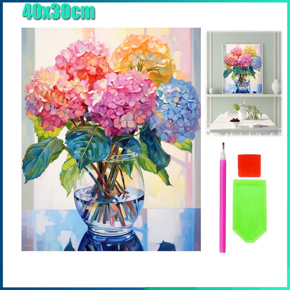 Quadrado Pintura Diamante 5D Pintura de Diamante Pintura DIY 5D Diamante 40x30cm hortênsia