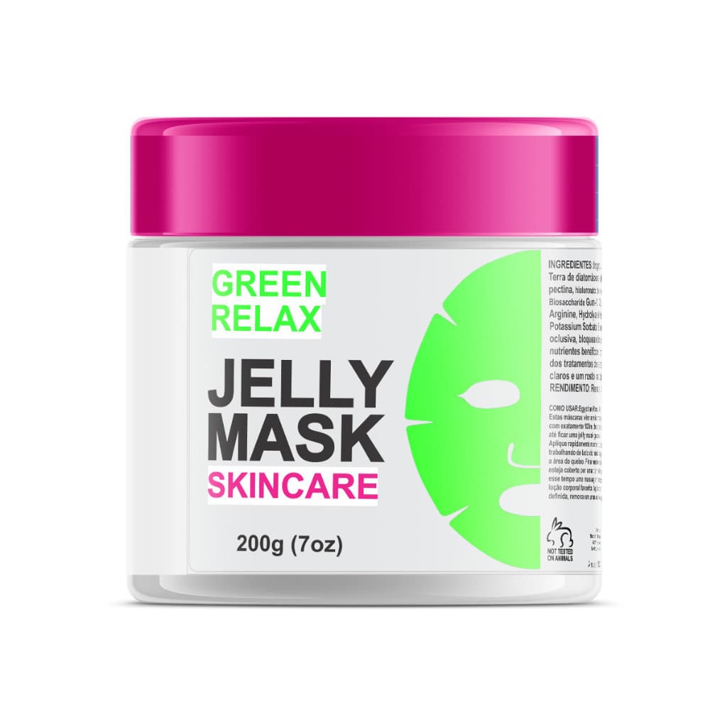 Máscara Facial Vegana Jelly Green Relax - Efeito Lifting, Anti-idade