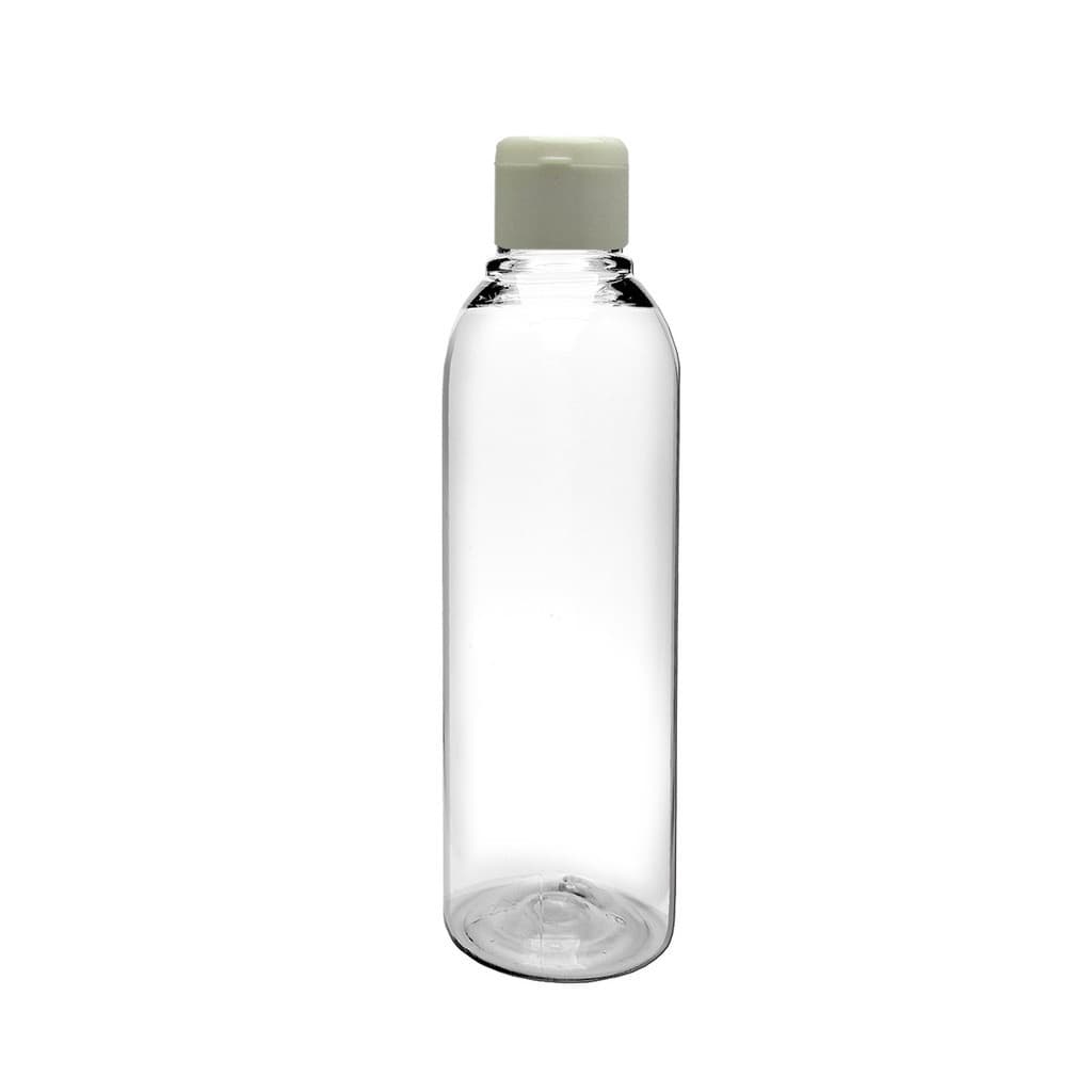 Frascos Plástico Pet 100 Ml cilíndrico Tampa Flip Top Branca para álcool gel, cremes, sabonete líquido e shampoo