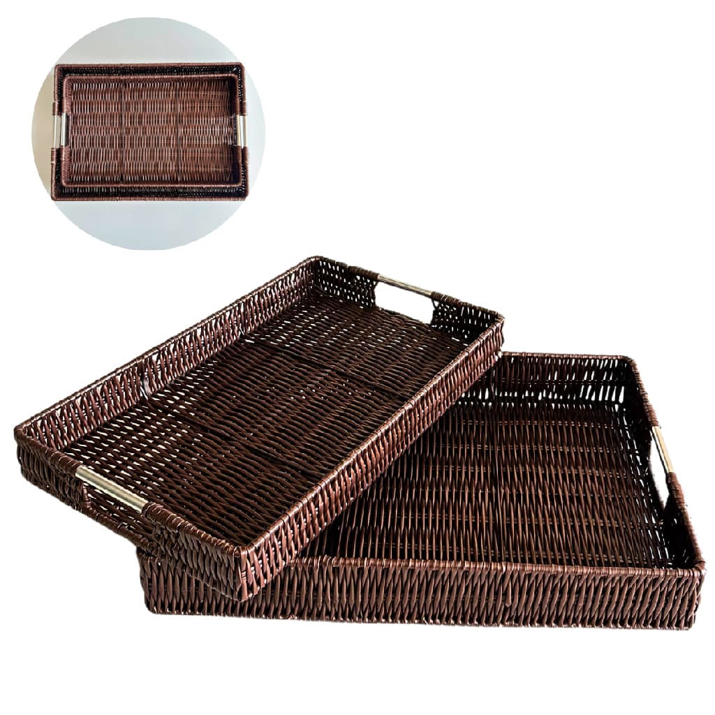 Kit 2 Bandejas Cesto Organizador retangular grande multiuso mesa cozinha banheiro bancada quarto armário gavetas